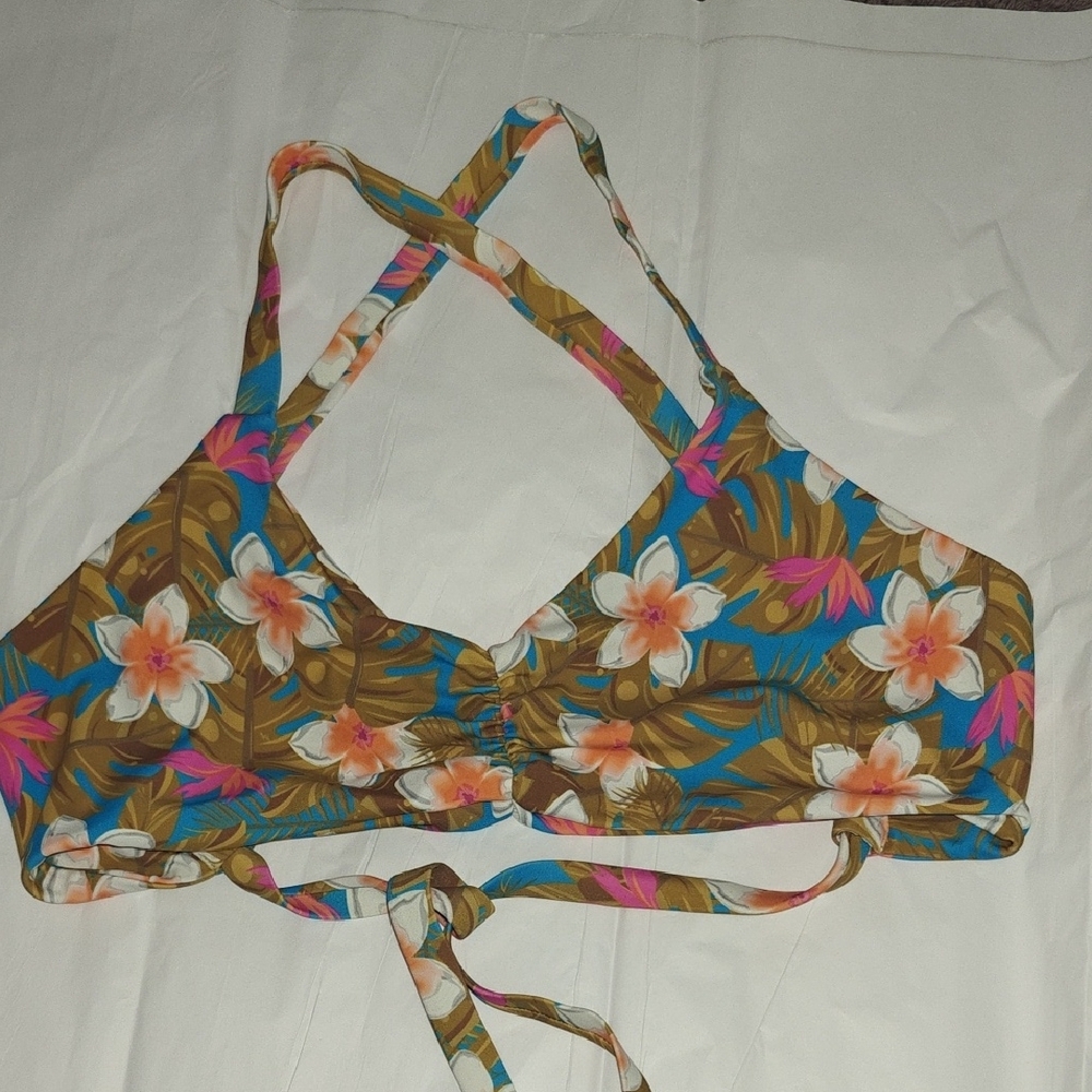 Floral Bikini Top with Tropical Print